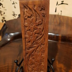 花紋雕刻長形木盒 首飾盒 置物盒