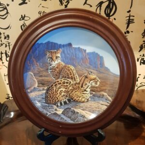 虎貓 美洲豹貓掛盤 擺飾盤(含木製外框)