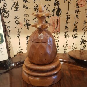 原木鳳梨藏寶盒 可旋轉收納盒