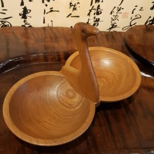 原木天鵝造型提手雙盤 收納盤