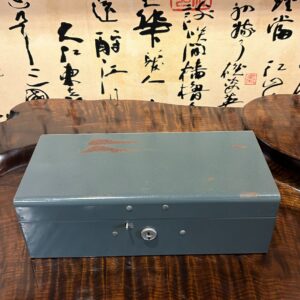 復古灰綠色金屬儲金盒 零錢盒 硬幣抽屜 工業辦公室支票文件盒整理箱 儲物箱 工業裝飾